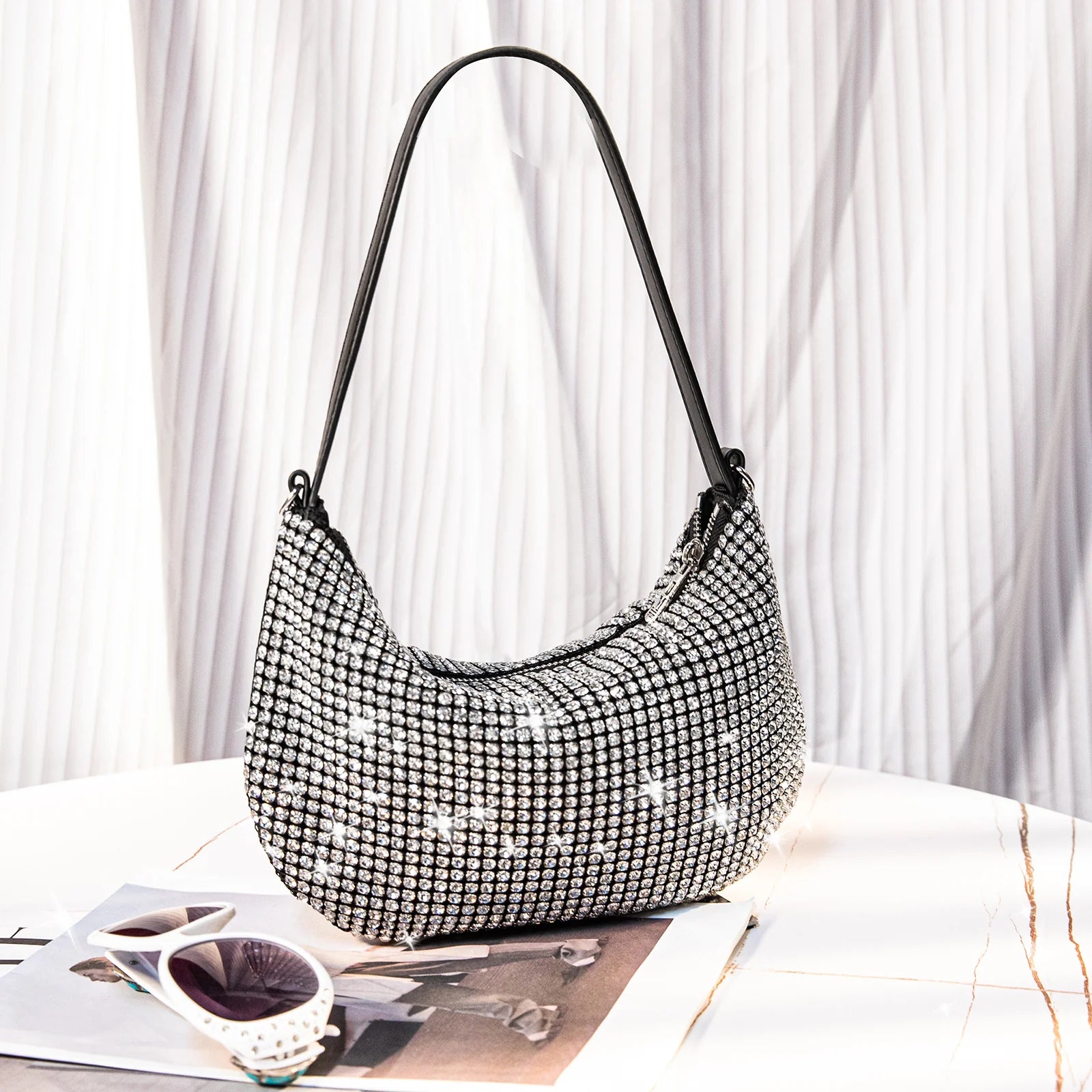 MWL-C020 Montana West Sparkly Rhinestones Bling Clutch/ Shoulder Bag