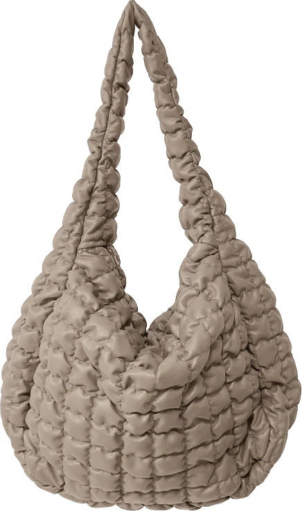 Large Beige Glossy Quilted Bag