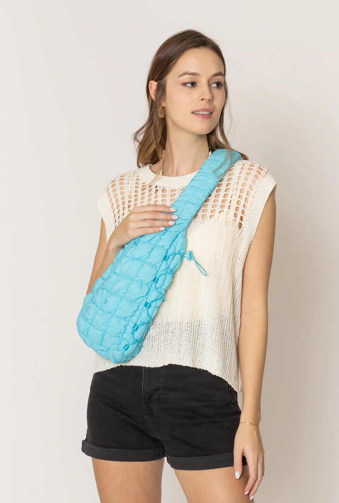 Quilted Auqa Crossbody bag