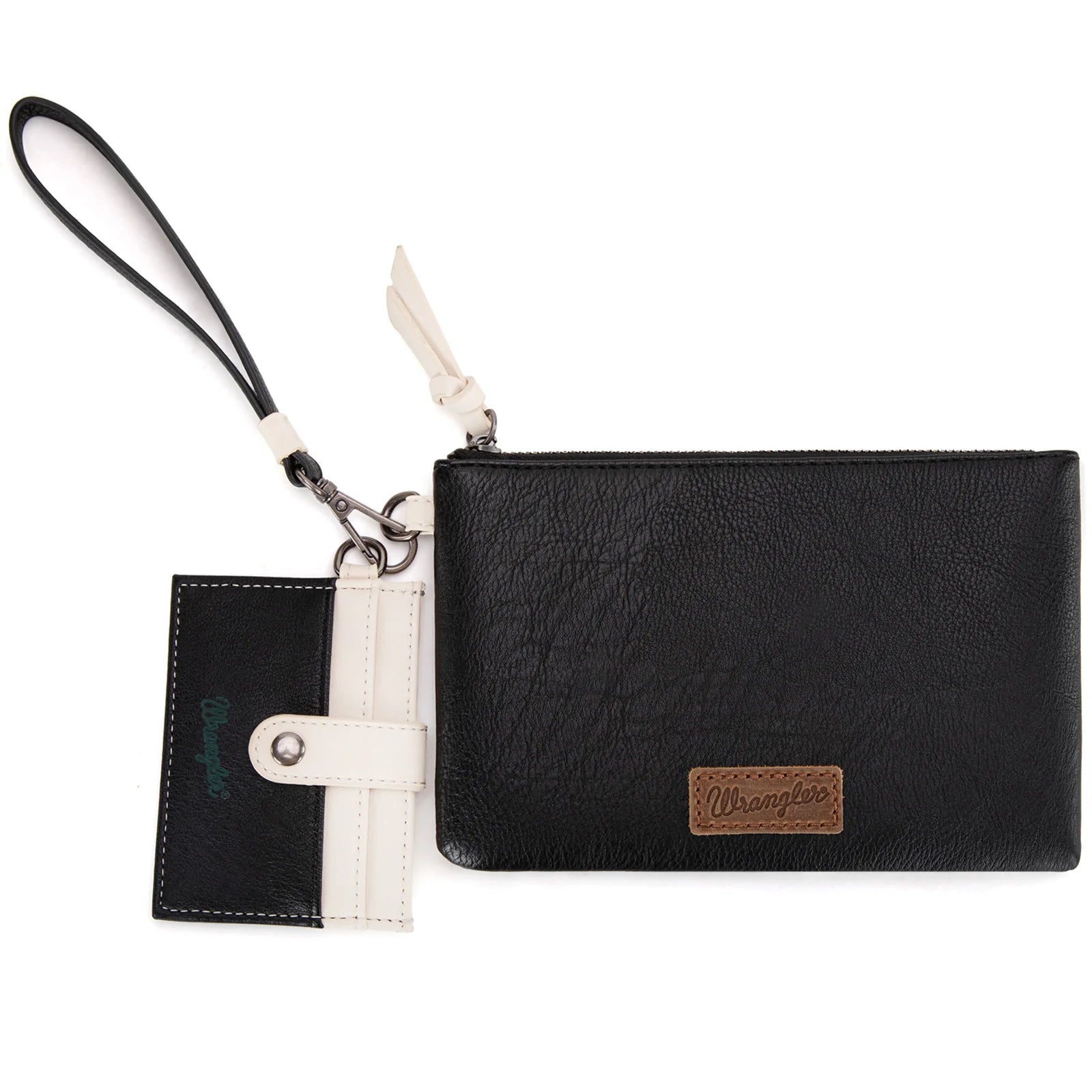 WG184-W049 Wrangler Dual Pouch/Wristlet Credit Cardholder Wallet -Black