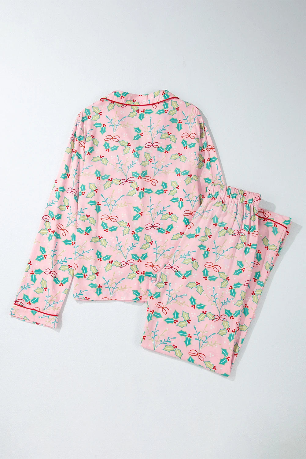 Pink/Mistletoe Floral Christmas Pajamas Set