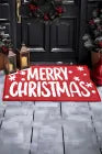 Fiery Red 40*60cm Merry Christmas Print Absorbent Microfiber Entrance Mat