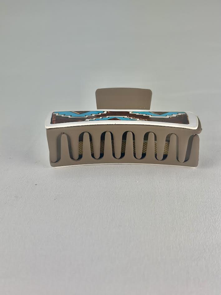 Large Blue Aztec Clip