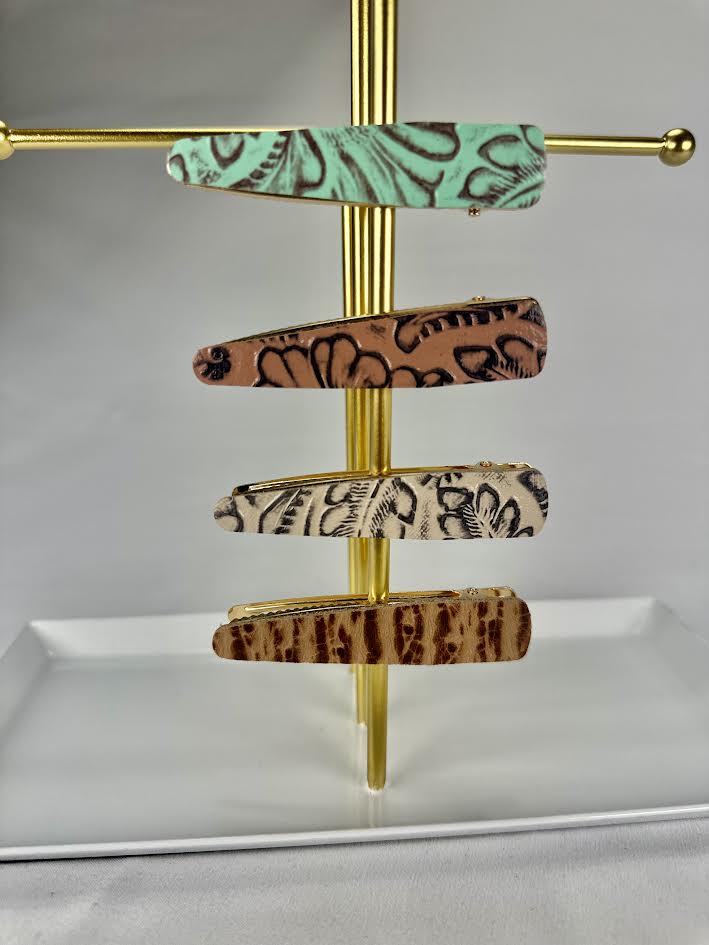 Single Teal Paisley Clip