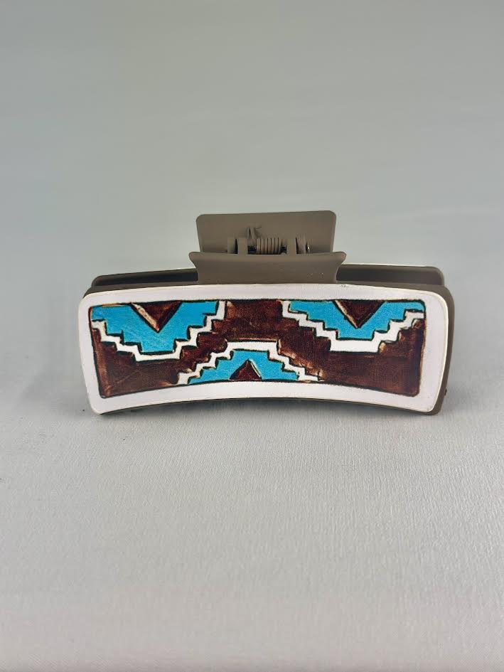 Large Blue Aztec Clip