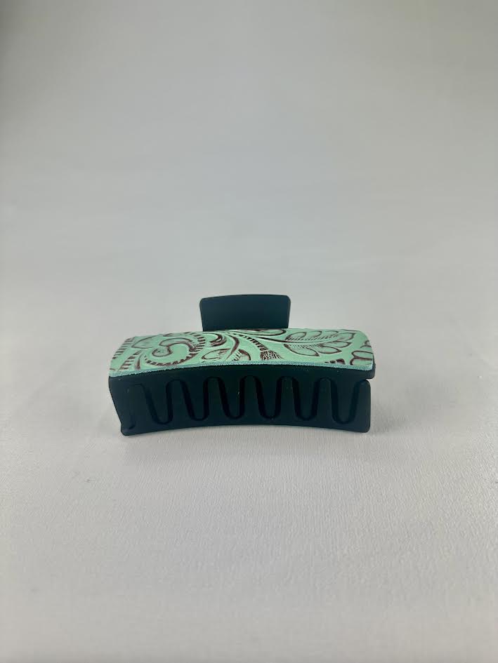 Large Teal Paisley clip