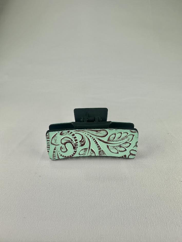 Large Teal Paisley clip