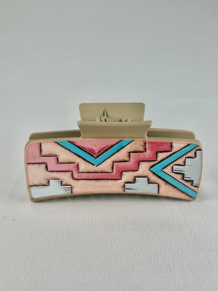 Large Pink Aztec Clip