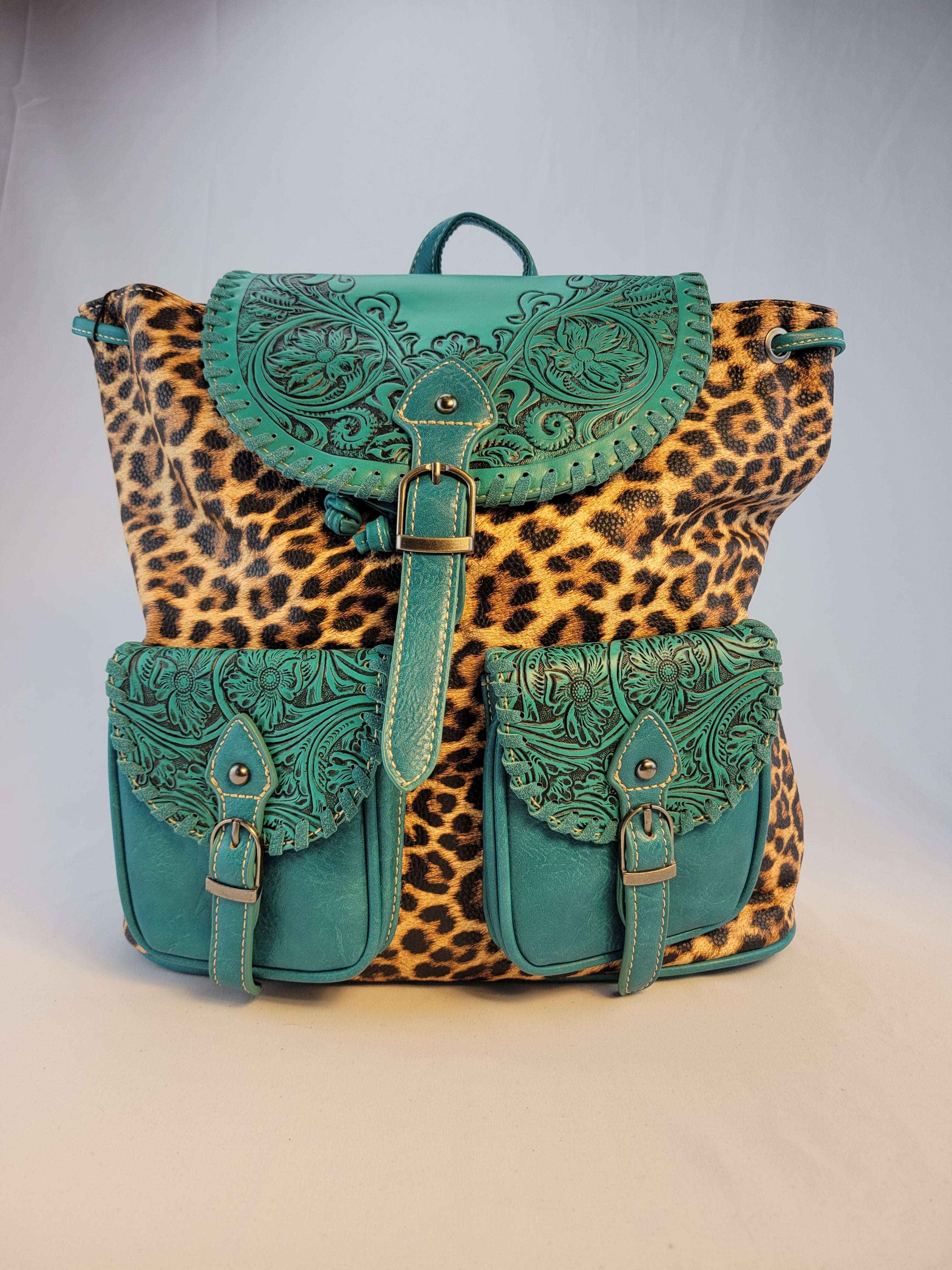 Montana-West-Tooled-Collection-Concealed Carry-Backpack-Turquoise