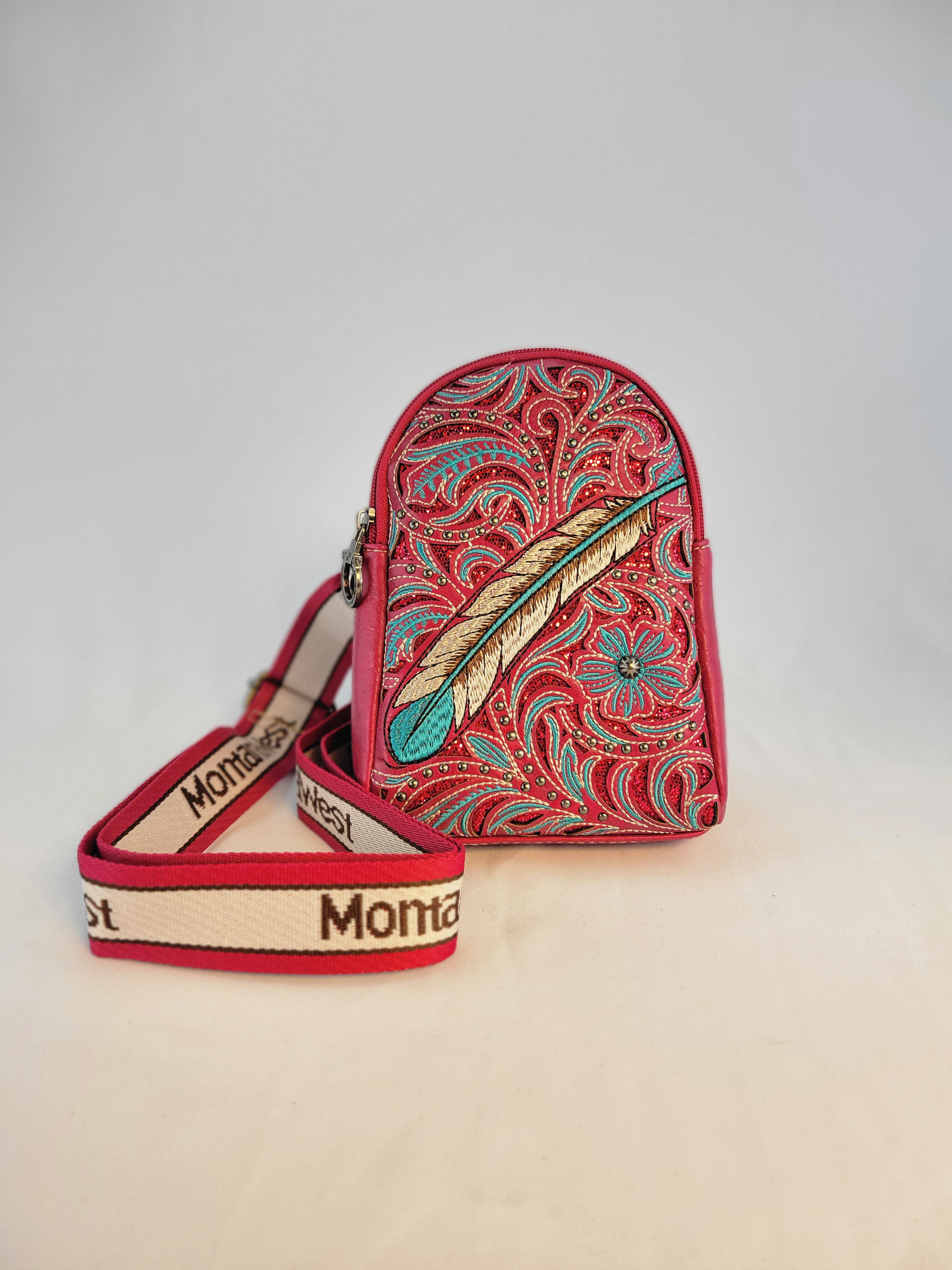 Montana-West-Embroidered-Feather-Cut-Out-Floral-Sling-Bag-Hot Pink