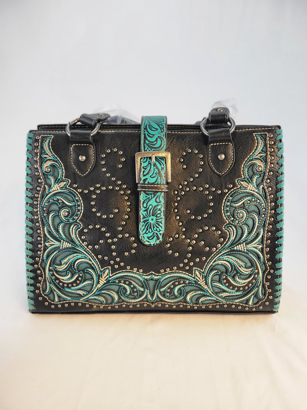 Montana West Embroidered Collection Concealed Carry Tote-Turquoise