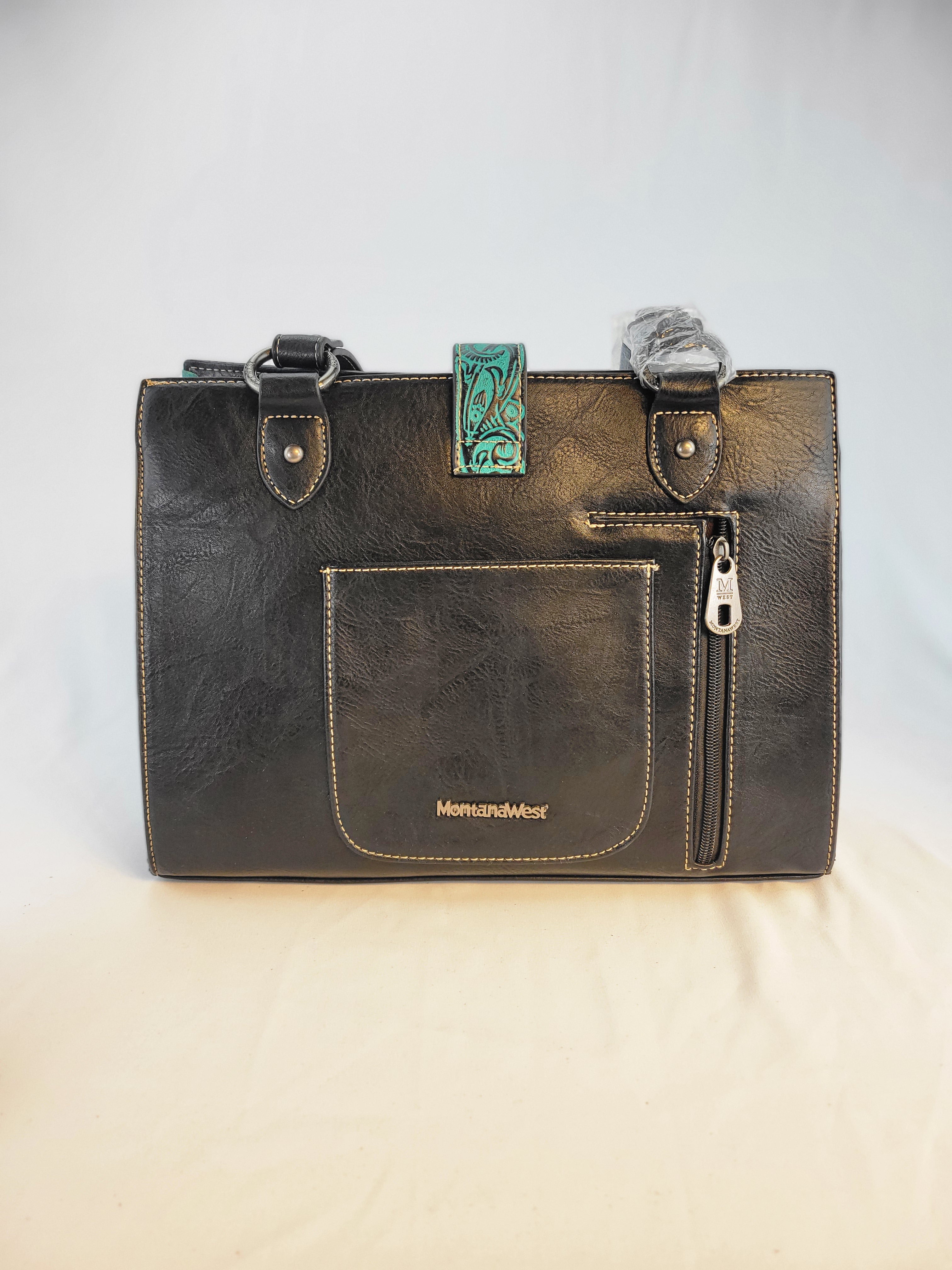 Montana West Embroidered Collection Concealed Carry Tote-Turquoise