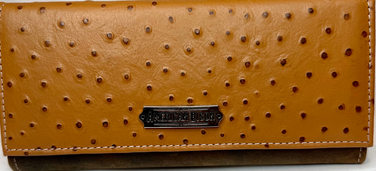 American Bison Leather Ostrich Wallet