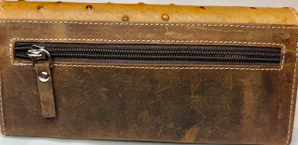 American Bison Leather Ostrich Wallet