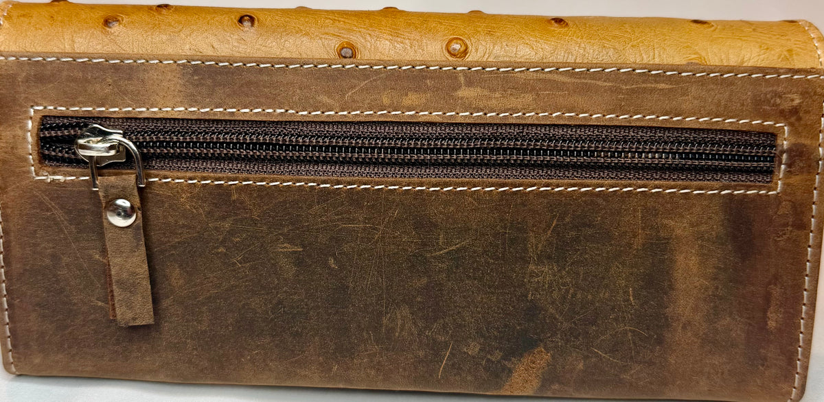 American Bison Leather Ostrich Wallet