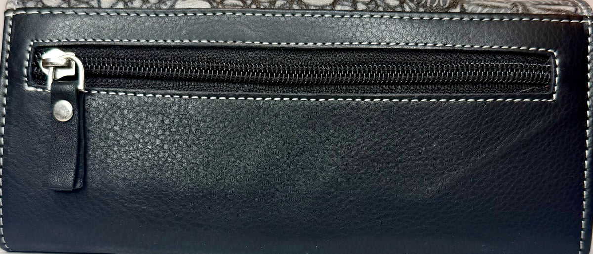 American Bison Leather Gray Alligator Skin Wallet