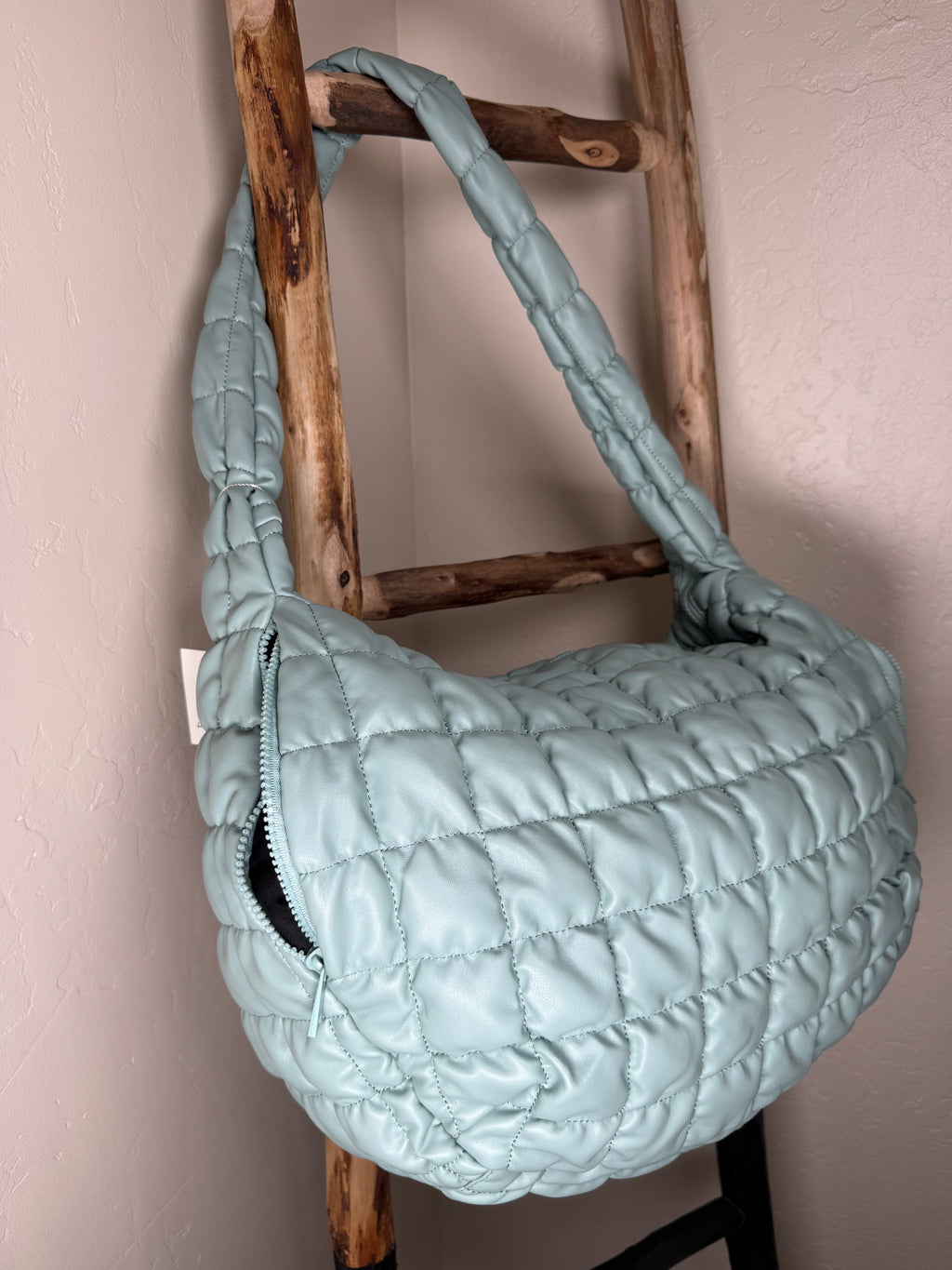 Large Mint Glossy Quilted Bag