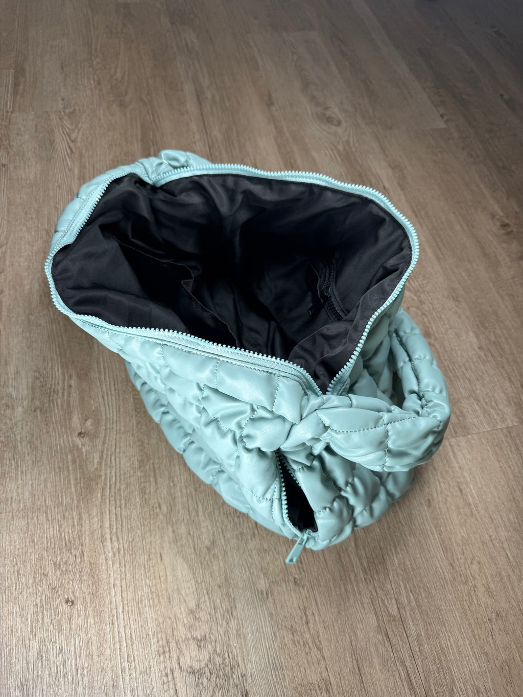 Large Mint Glossy Quilted Bag