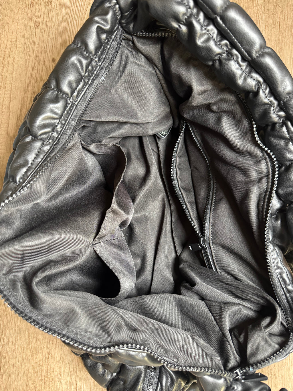 Large Black Glossy Quilted Bag