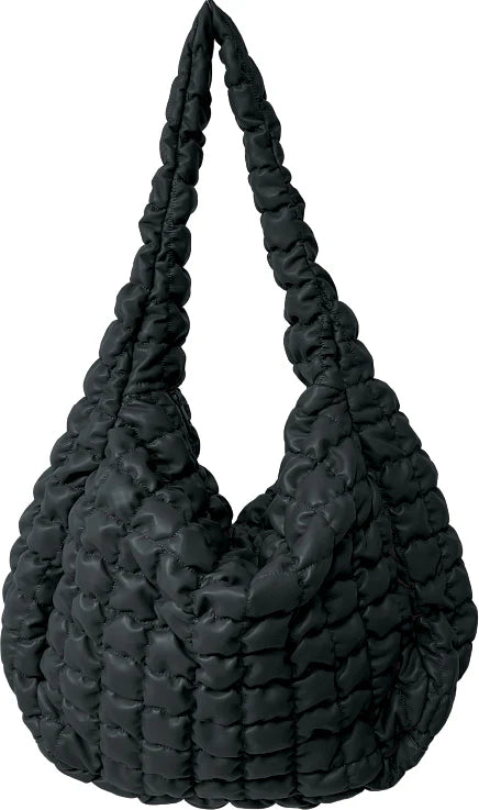 Large Black Glossy Quilted Bag