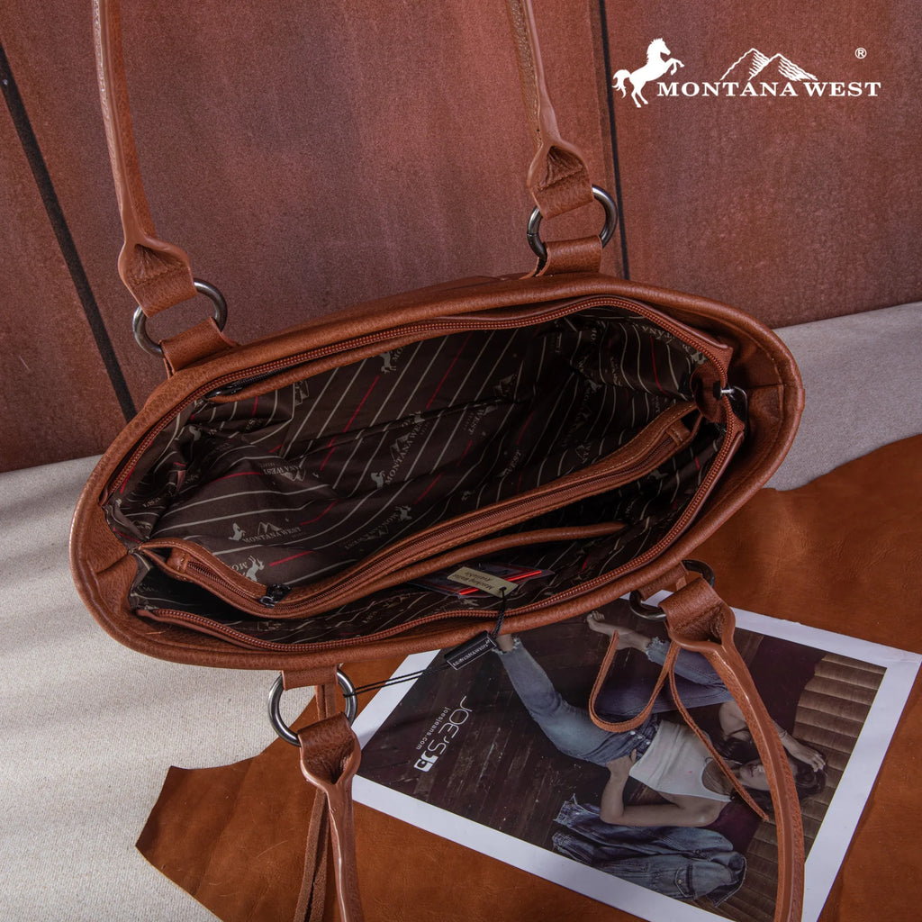 Montana West Embroidered Arrow Feather Collection Concealed Carry Tote with matching wallet