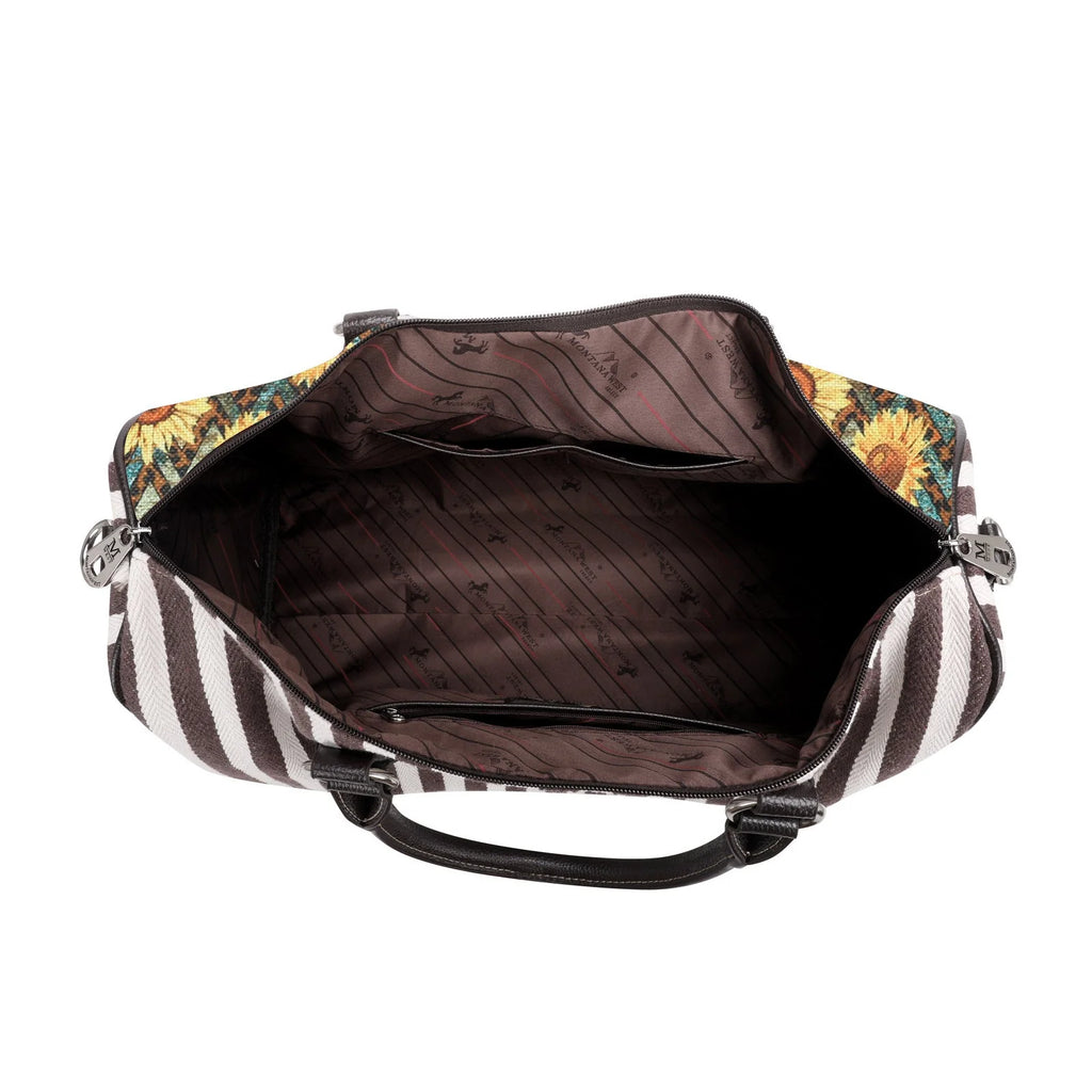 Montana West Leopard Sunflower Print Canvas Weekender Bag