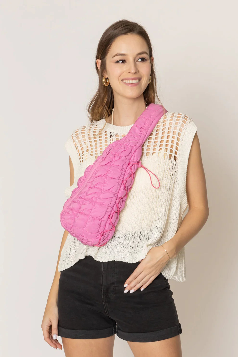 Quilted Pink Crossover Bag