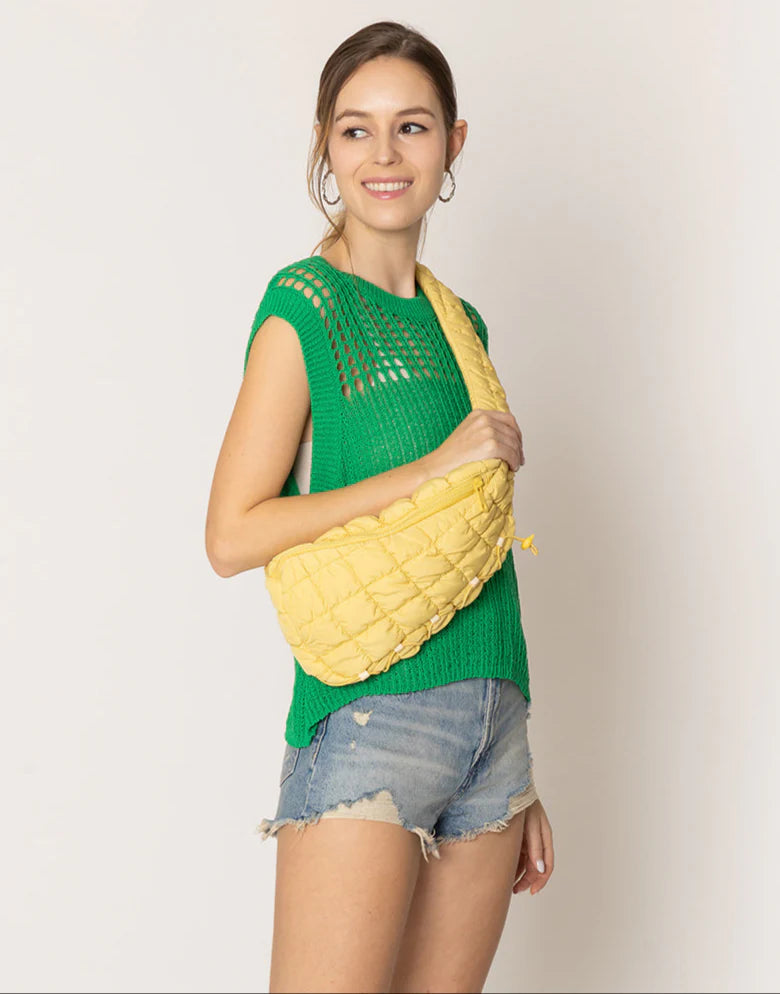 Quilted Yellow Crossover Bag