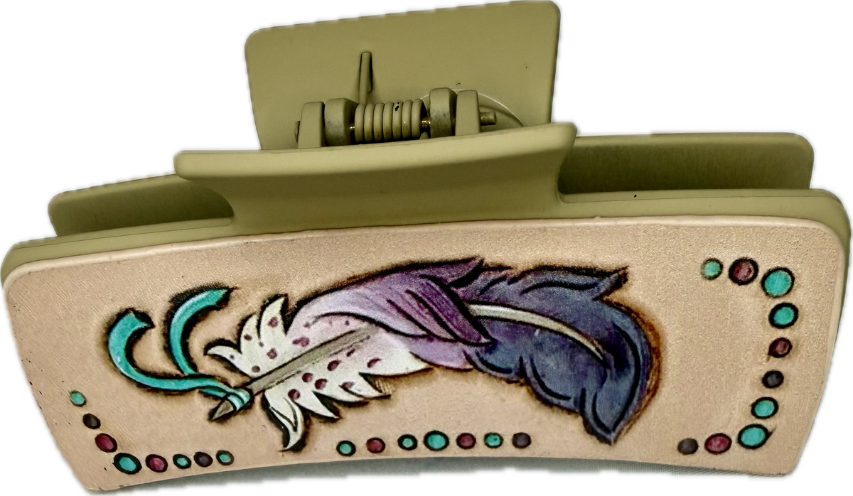Lg Turquoise Feather Clip
