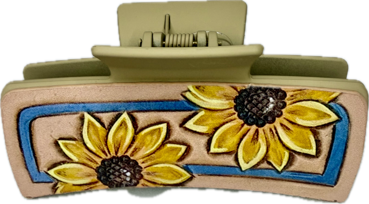 Lg Blue Outside Sunflower Clip