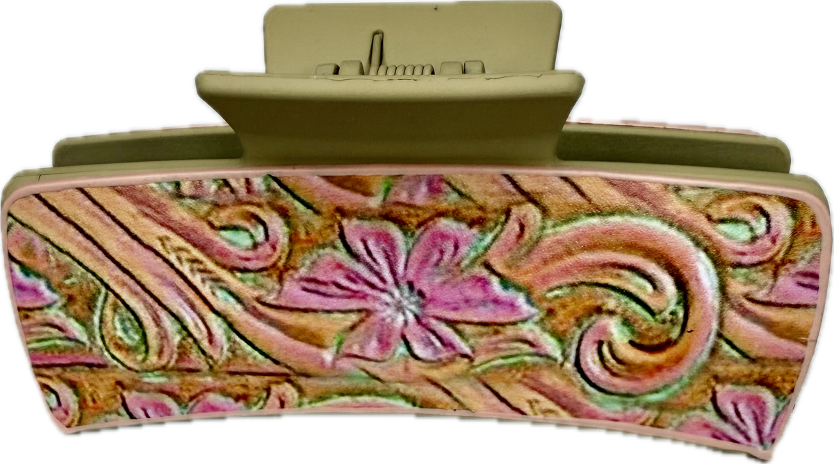 Lg Pink/Green Flower Clip