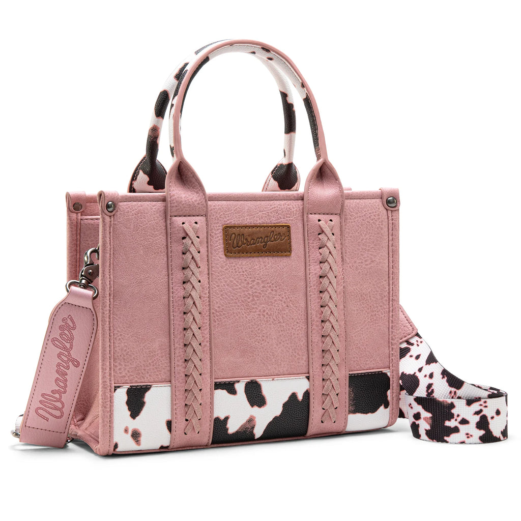 Wrangler Cow Print Concealed Carry Tote/Crossbody - Hot Pink