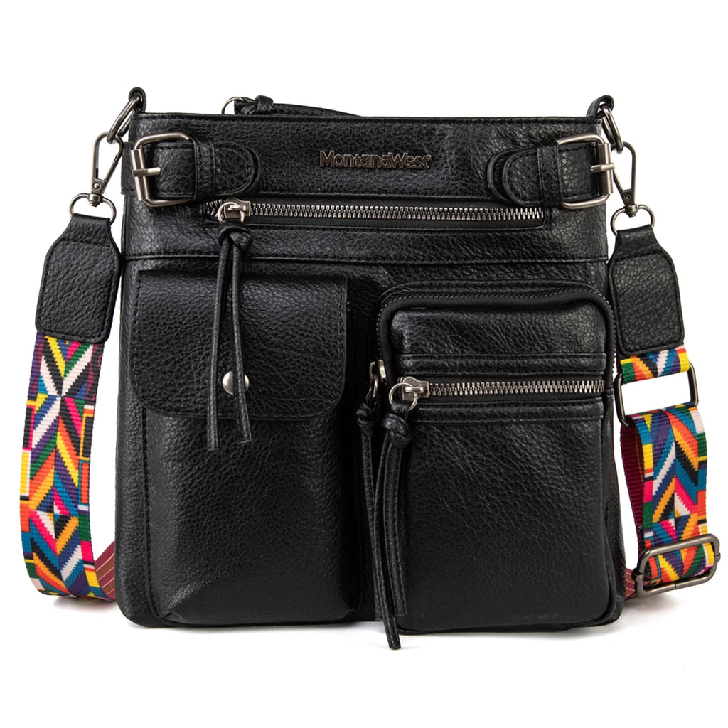 Montana West Multi Pockets Crossbody Bag - Black