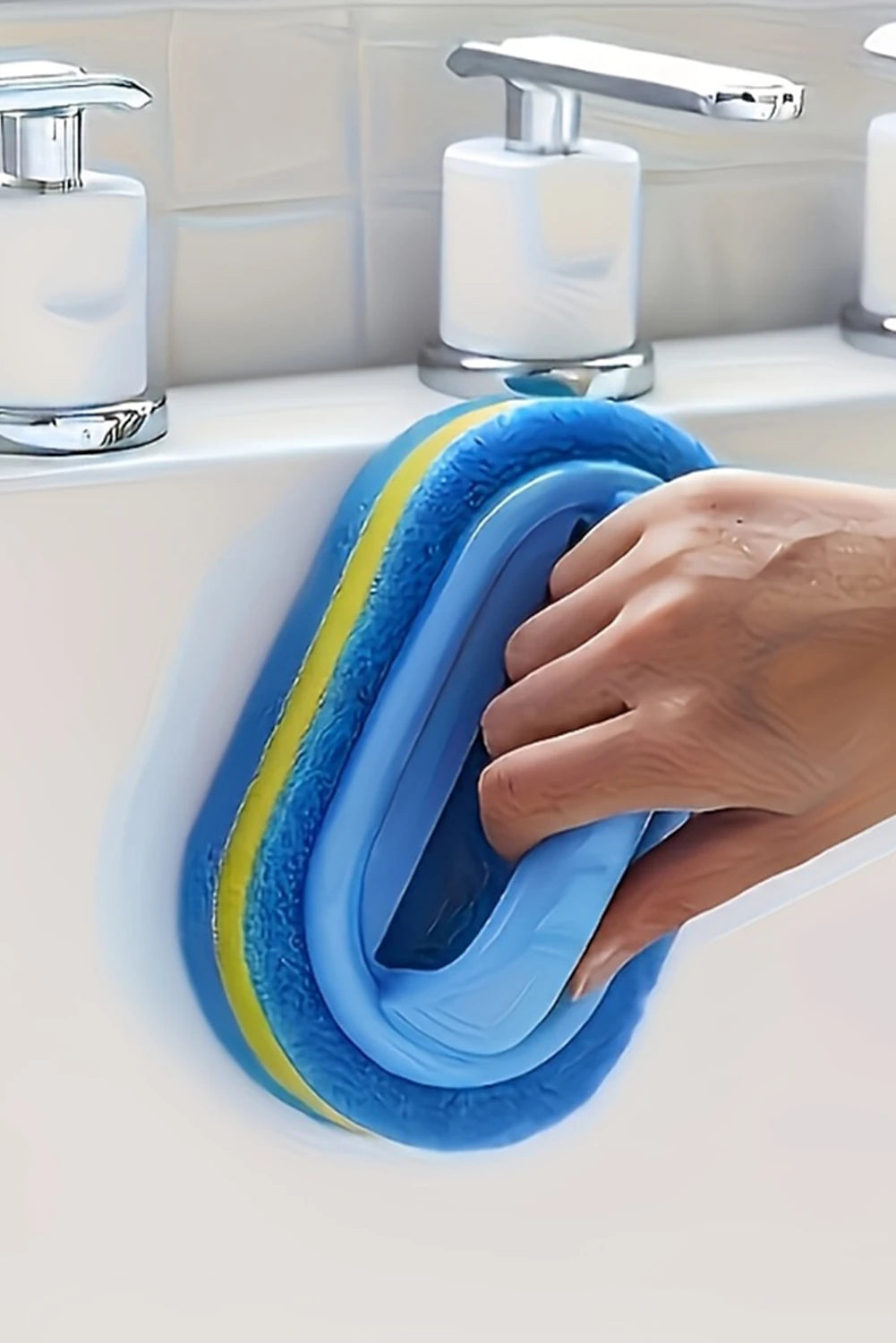 Sky Blue Multifunctional Sponge Clean Brush with Handle