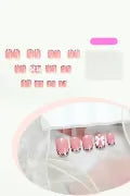 Pink Bow Decor Leopard Trim Press on nails