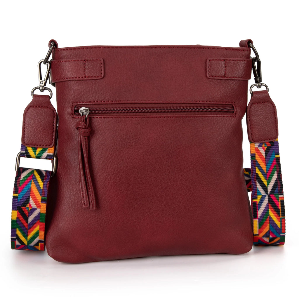 Montana West Multi Pockets Crossbody Bag - Burgundy