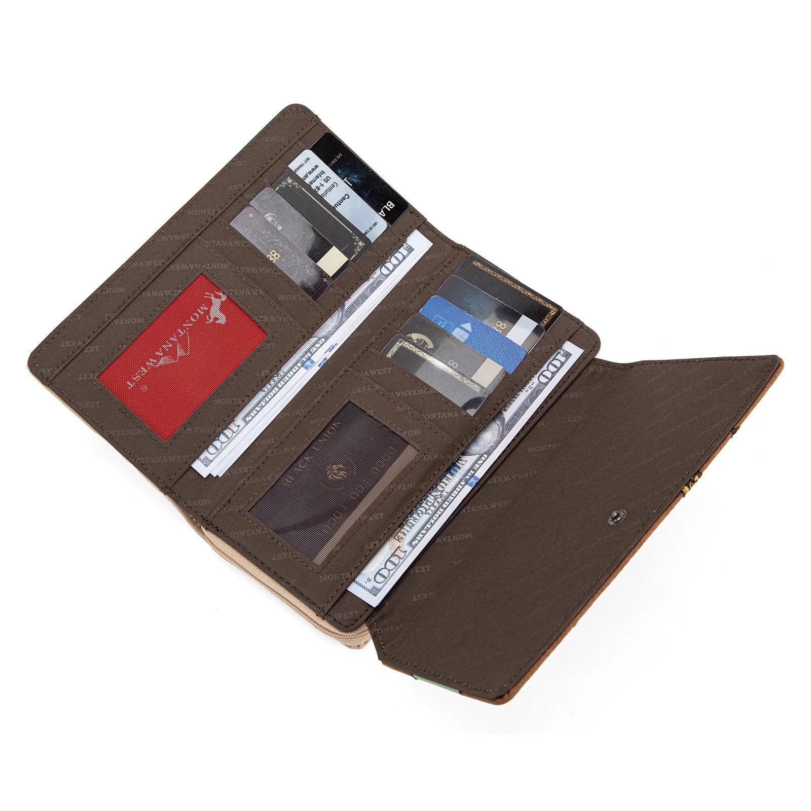 Montana West Embroidered Tote with Wallet Set