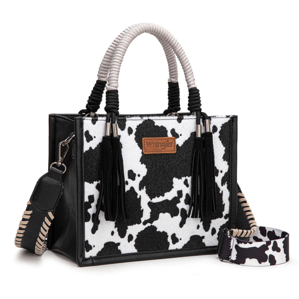 Wrangler Cow Print Tote/Crossbody -Black