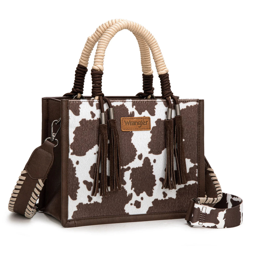 Wrangler Cow Print Tote/Crossbody -Coffee