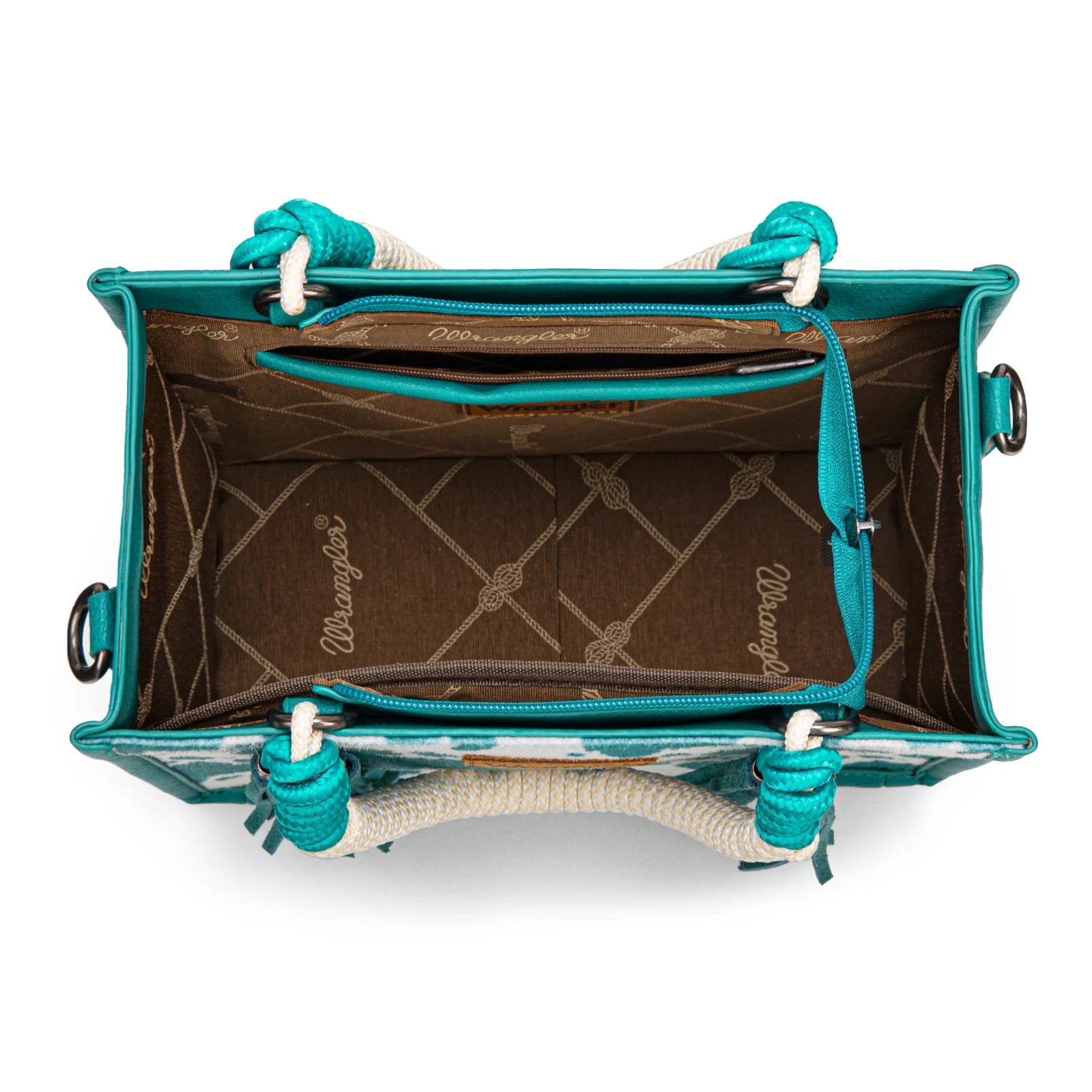 Wrangler Cow Print Tote/Crossbody -Turquoise