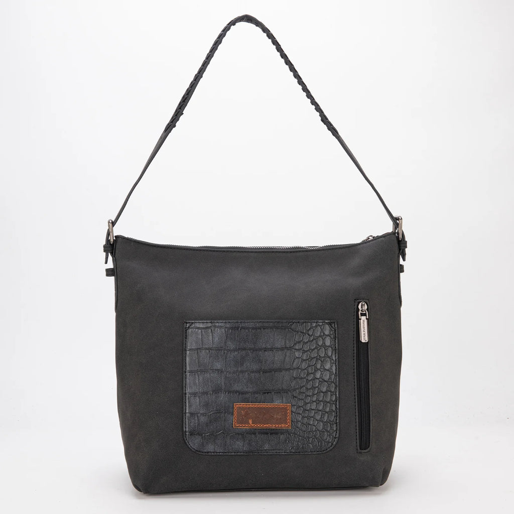 Montana West Croc Print Concealed Carry Hobo Black