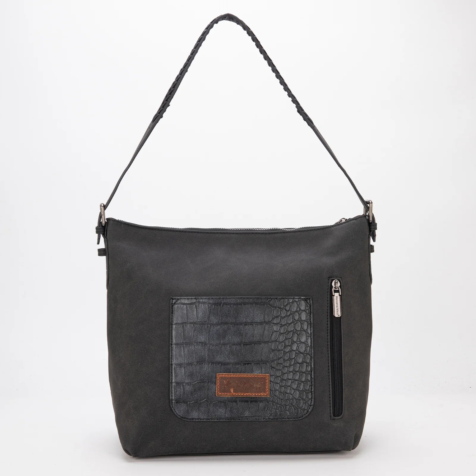 Montana West Croc Print Concealed Carry Hobo Black
