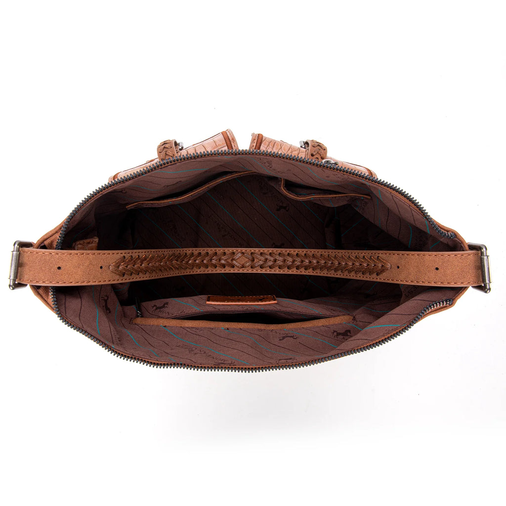 Montana West Croc Print Concealed Carry Hobo - Brown