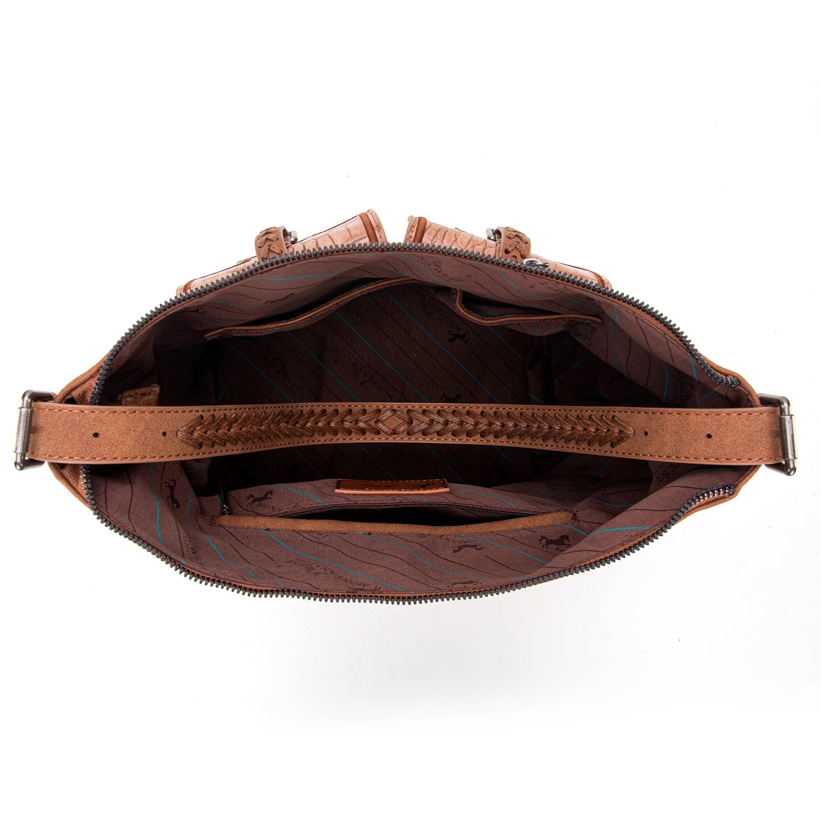 Montana West Croc Print Concealed Carry Hobo - Brown