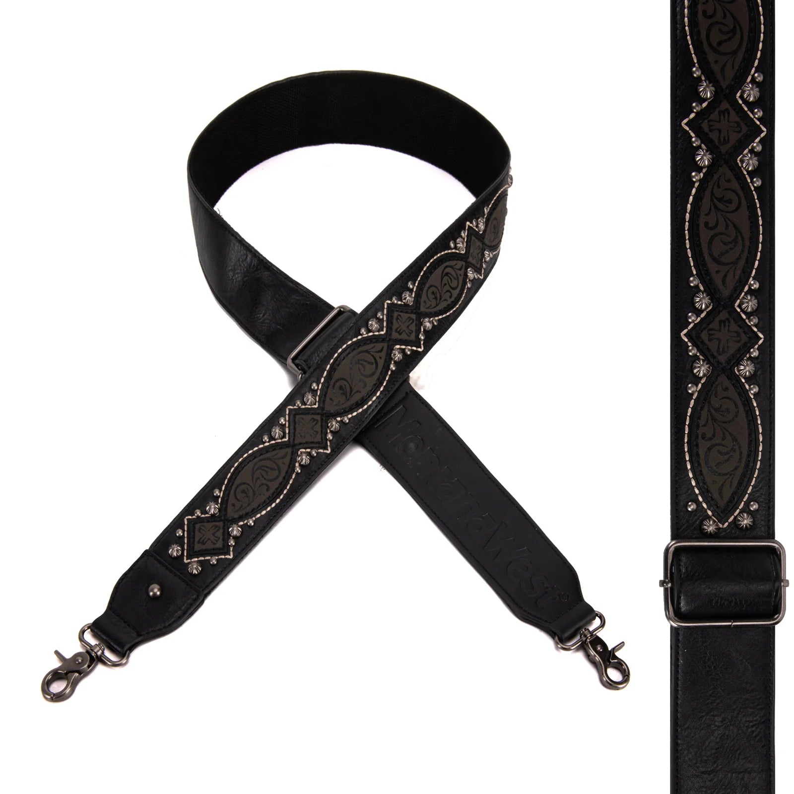 Montana West Western Guitar Style Tooled Crossbody Strap