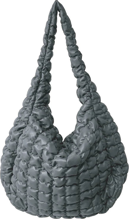 Large Glossy Gray Quilted Bag