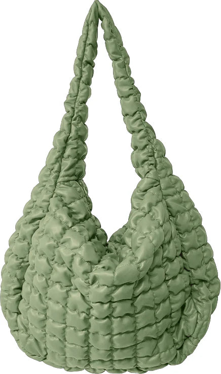 Large Glossy Sage Quilted Bag