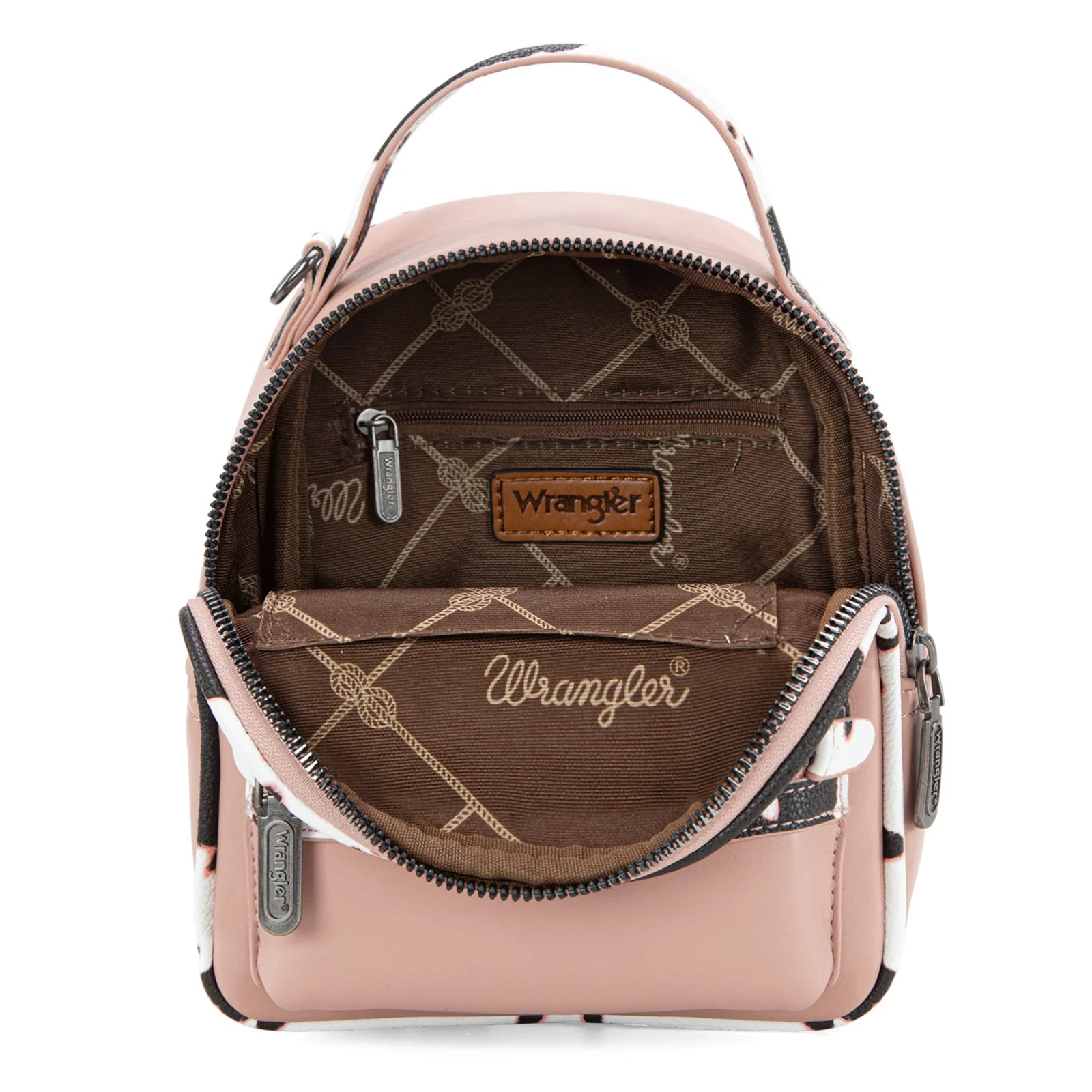Wrangler Cow Print Trimmed Mini Backpack With Coin Pouch - Pink