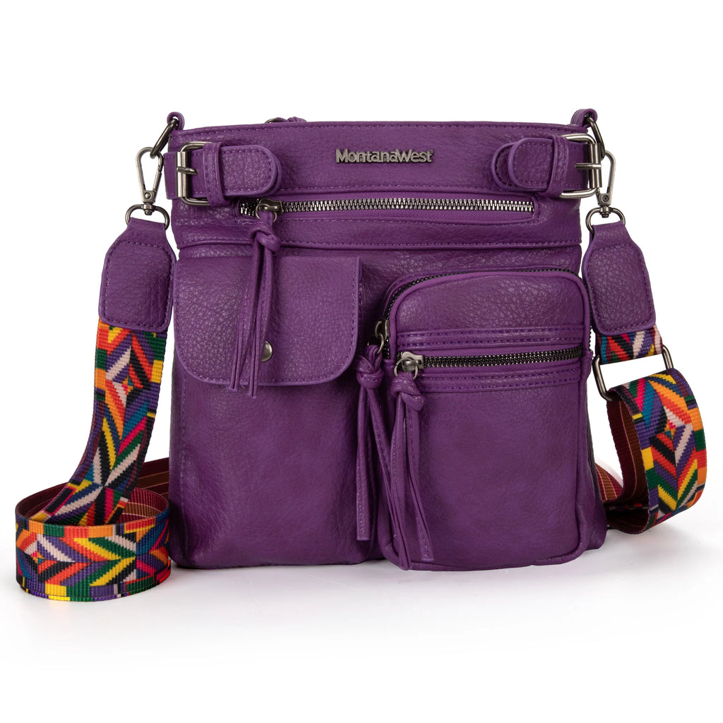 Montana West Multi Pockets Crossbody Bag - Purple