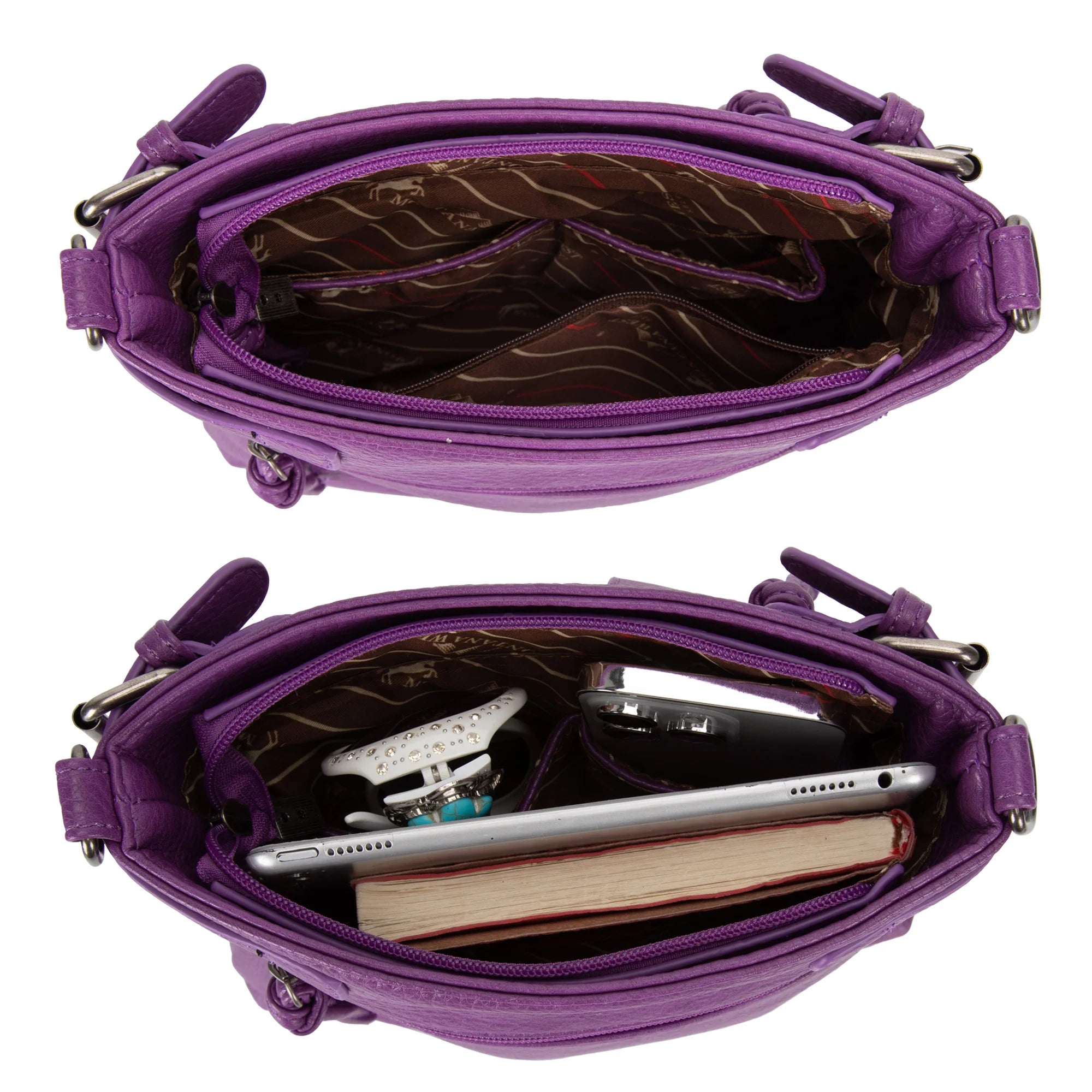 Montana West Multi Pockets Crossbody Bag - Purple